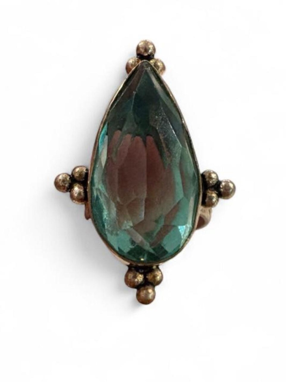 Lovely Large, Faceted Pear-Shaped Aquamarine Sterling Silver Statement Ring
